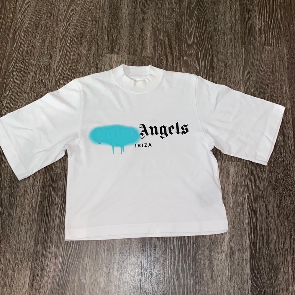🔺PALMS ANGELS LOGO PRINT MOCK NECK T-SHIRT